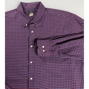 Members Mark‎ Mens XL Stretch Oxford Blue Checkered Long Sleeve shirt